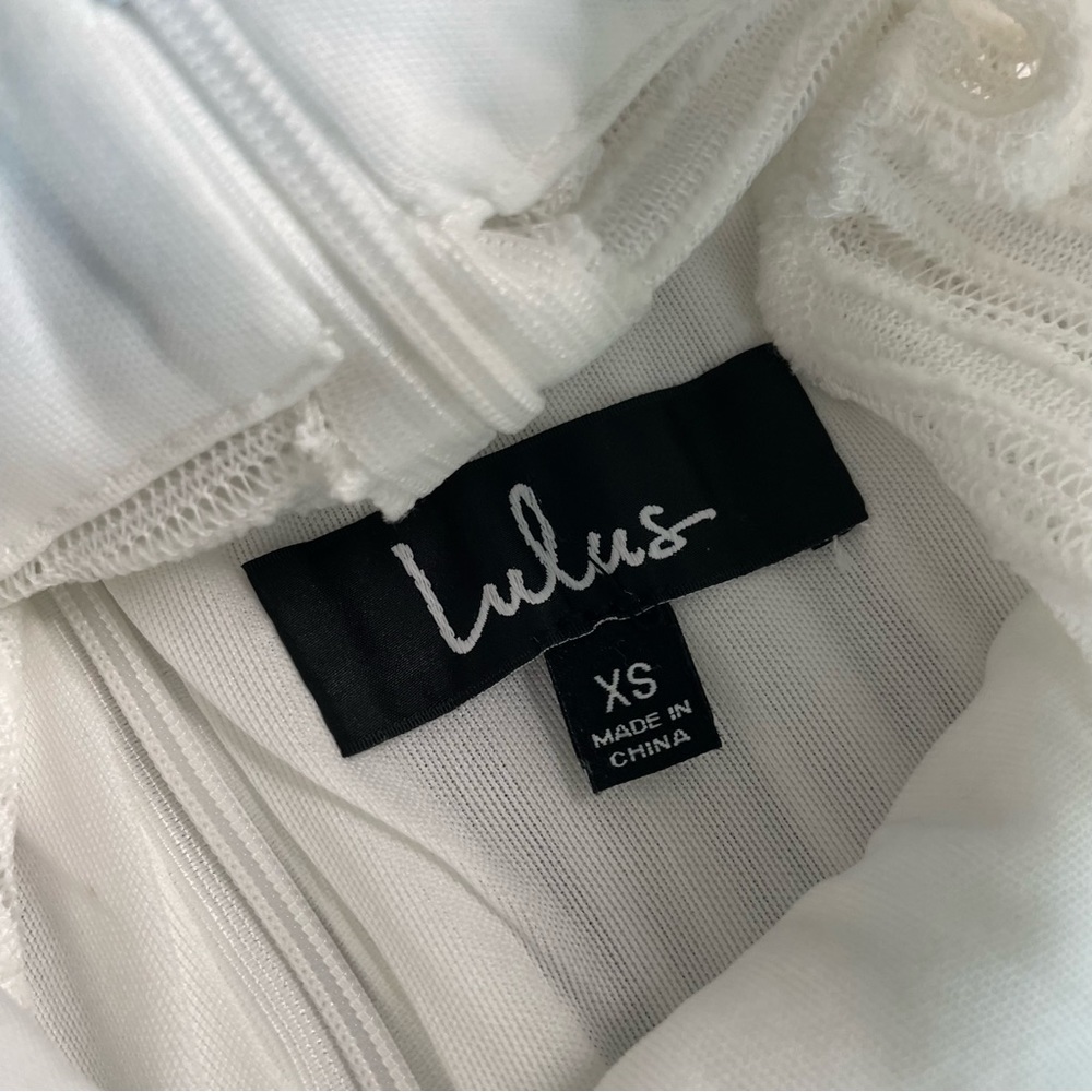 NWT Lulu’s For Always White Ruffled Long Sleeve Mini Dress XS - Picture 12 of 16